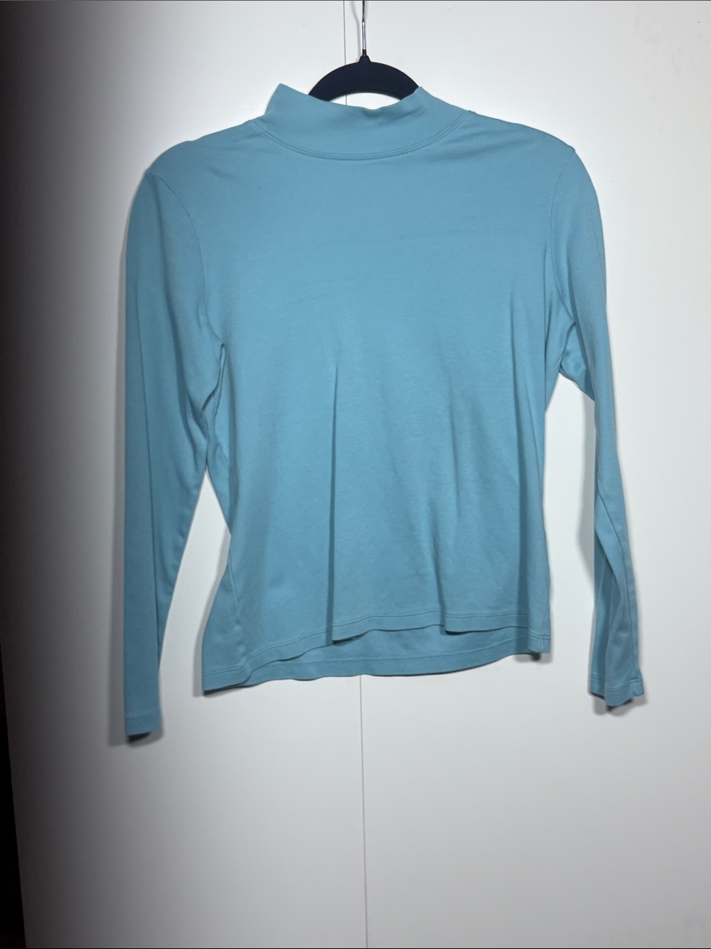 L.L. Bean Sky Blue Long Sleeve Mock Neck Top
